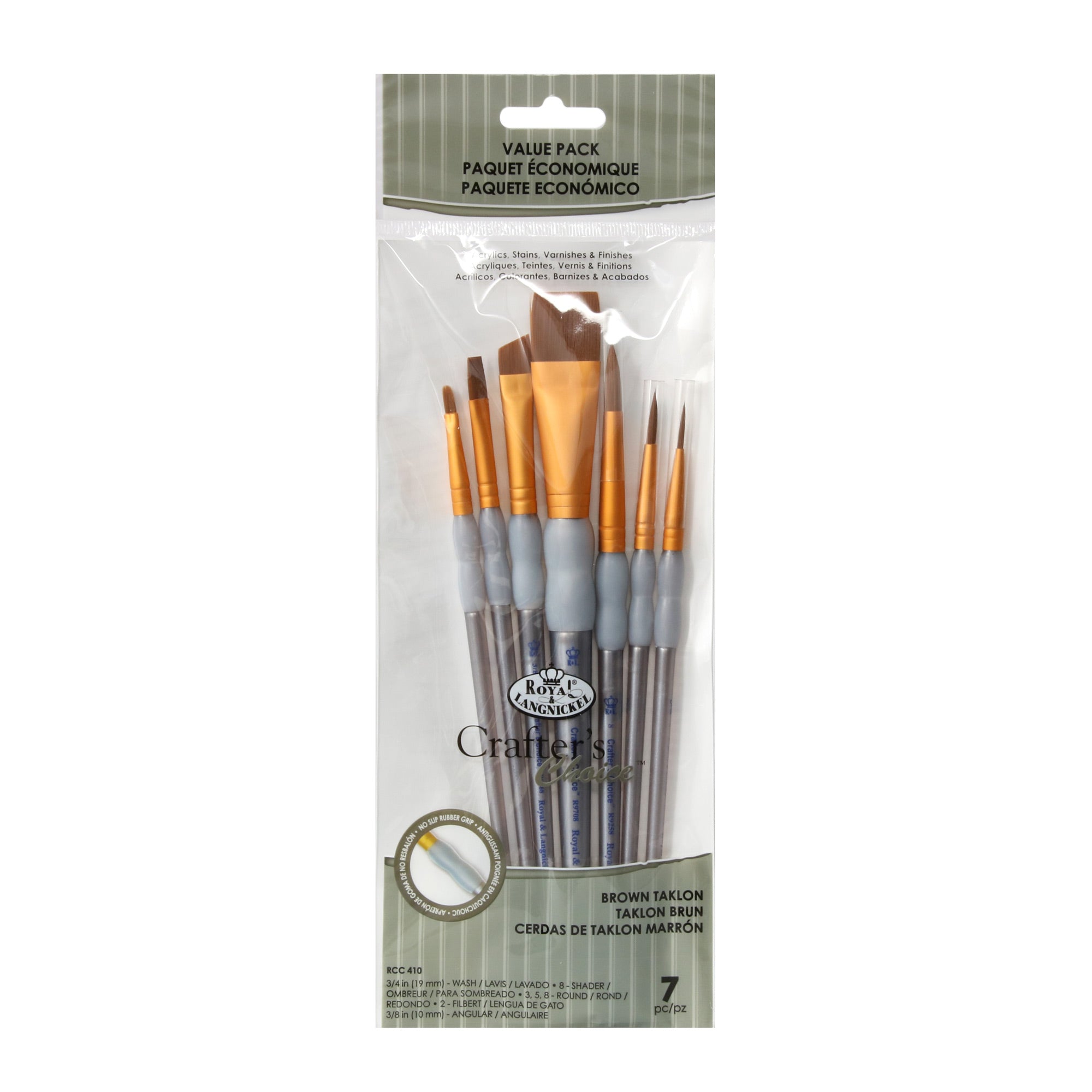 7 Pack Black Taklon Flat Paint Brushes for Acrylic, Oil, Watercolor - Professional Artist & DIY Craft Painting Supplies