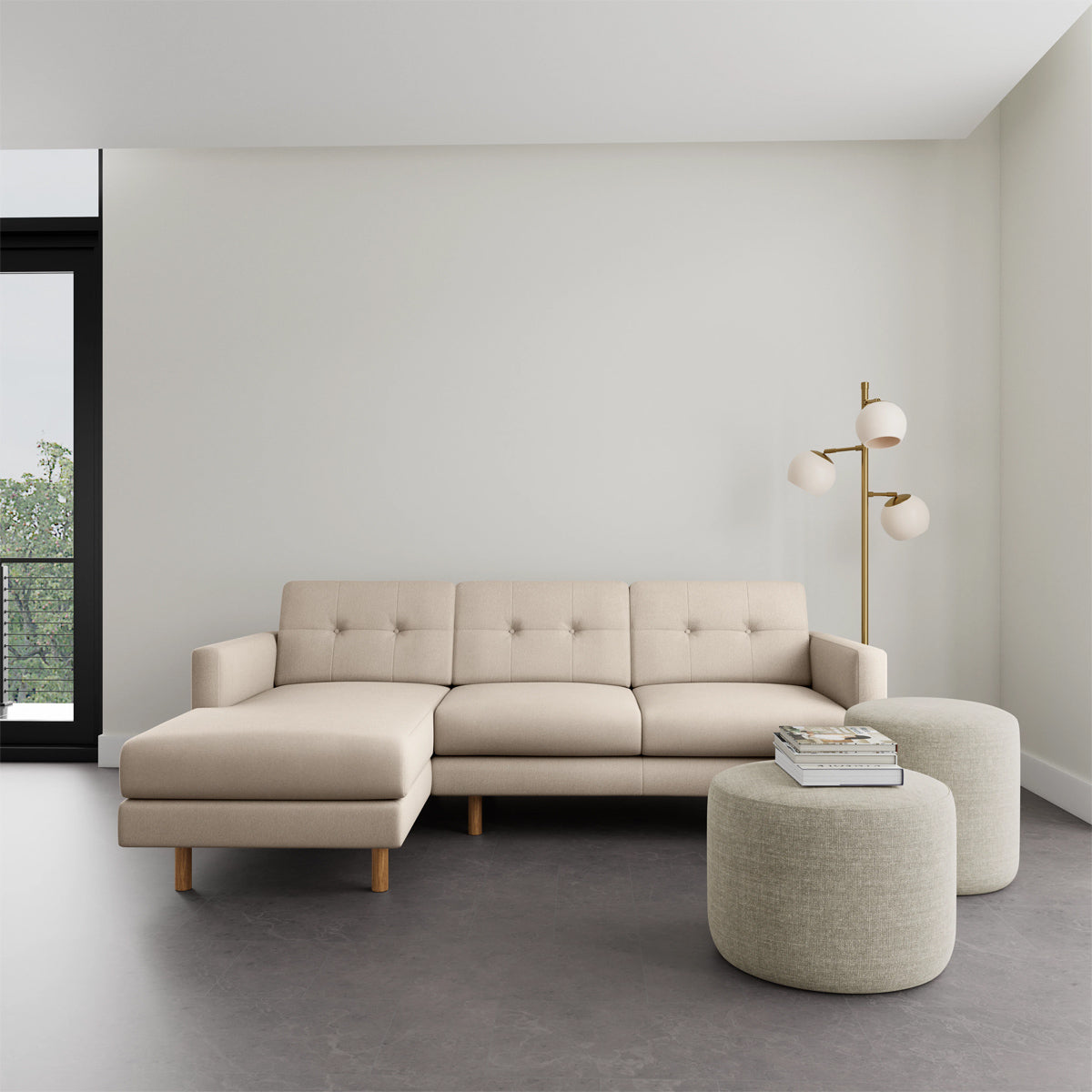 Conrad Fabric Left Chaise Sofa - Modern L-Shaped Sectional Couch with Reversible Chaise Lounge for Living Room, Apartment & Home Theater Comfortable Seating