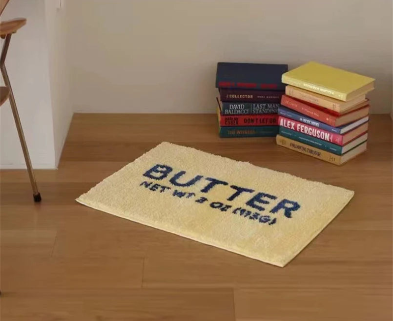 Non-Slip Cartoon Butter & Toast Floor Mat - Soft Kitchen Rug for Kids Playroom, Dining Area, and Bathroom Safety