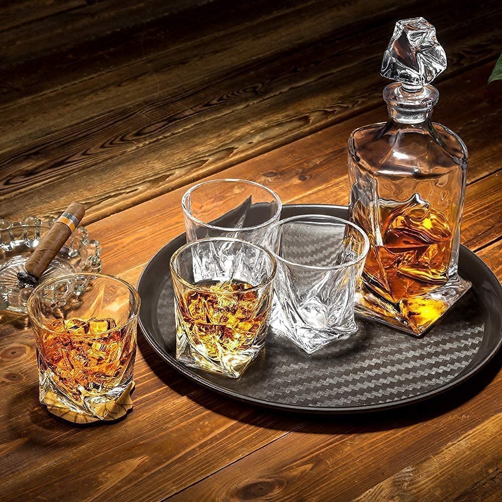 Premium Handmade Crystal Whiskey Decanter Set with 12 Old Fashioned Glasses - Scotch, Bourbon & Irish Whisky Gift Set for Men (13-Piece) - Perfect for Home Bars, Weddings & Whiskey Tasting Events
