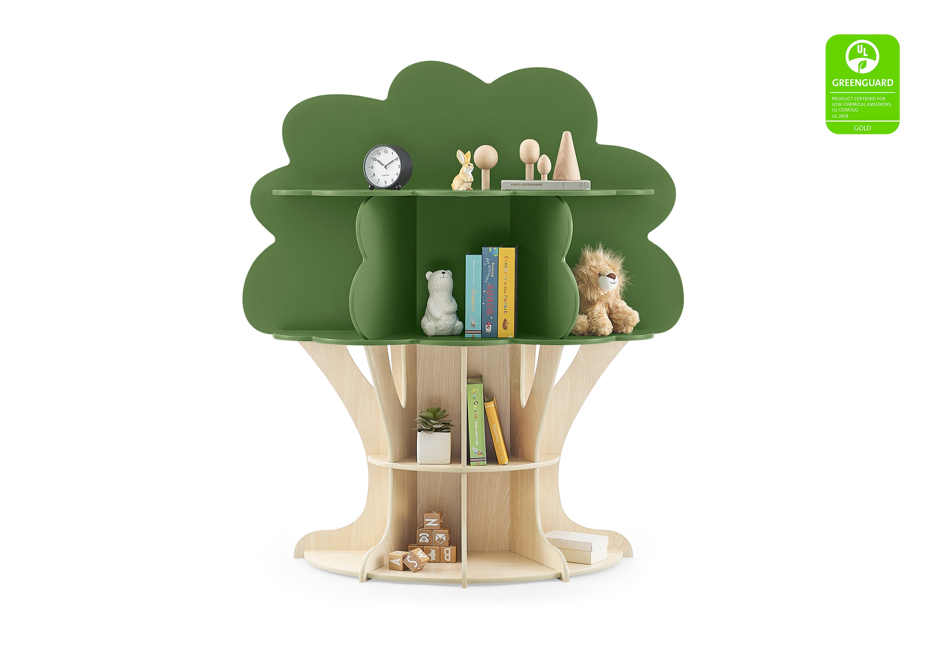 Greenguard Gold Certified Tree Bookcase - Eco-Friendly Kids Bookshelf for Bedroom, Nursery & Playroom Organization
