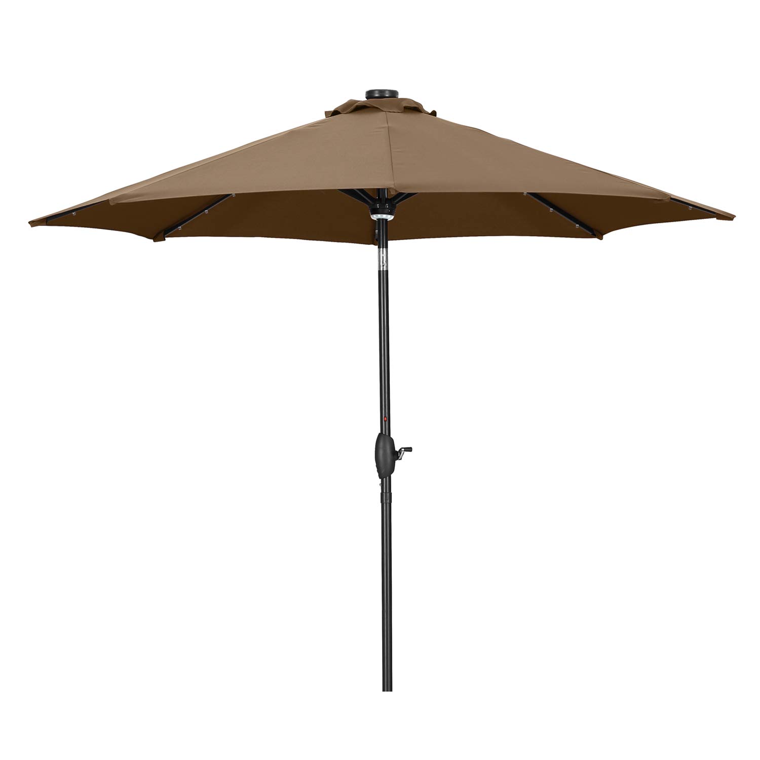 10ft Solar LED Patio Umbrella - Outdoor Garden Umbrella with Auto-Tilt & Wind Vent (Coffee Brown) - Perfect for Backyard, Poolside, and Outdoor Dining Areas