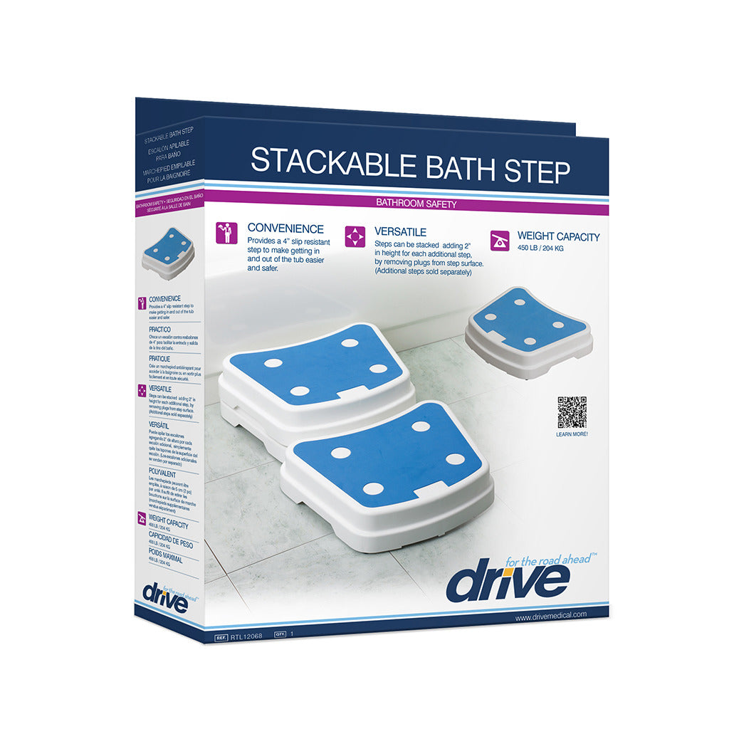 Portable Bath Step Stool for Adults & Seniors - Non-Slip Shower Stool with Handles - Foldable Bathtub Step for Safe Bathing, Showering, and Spa Use at Home