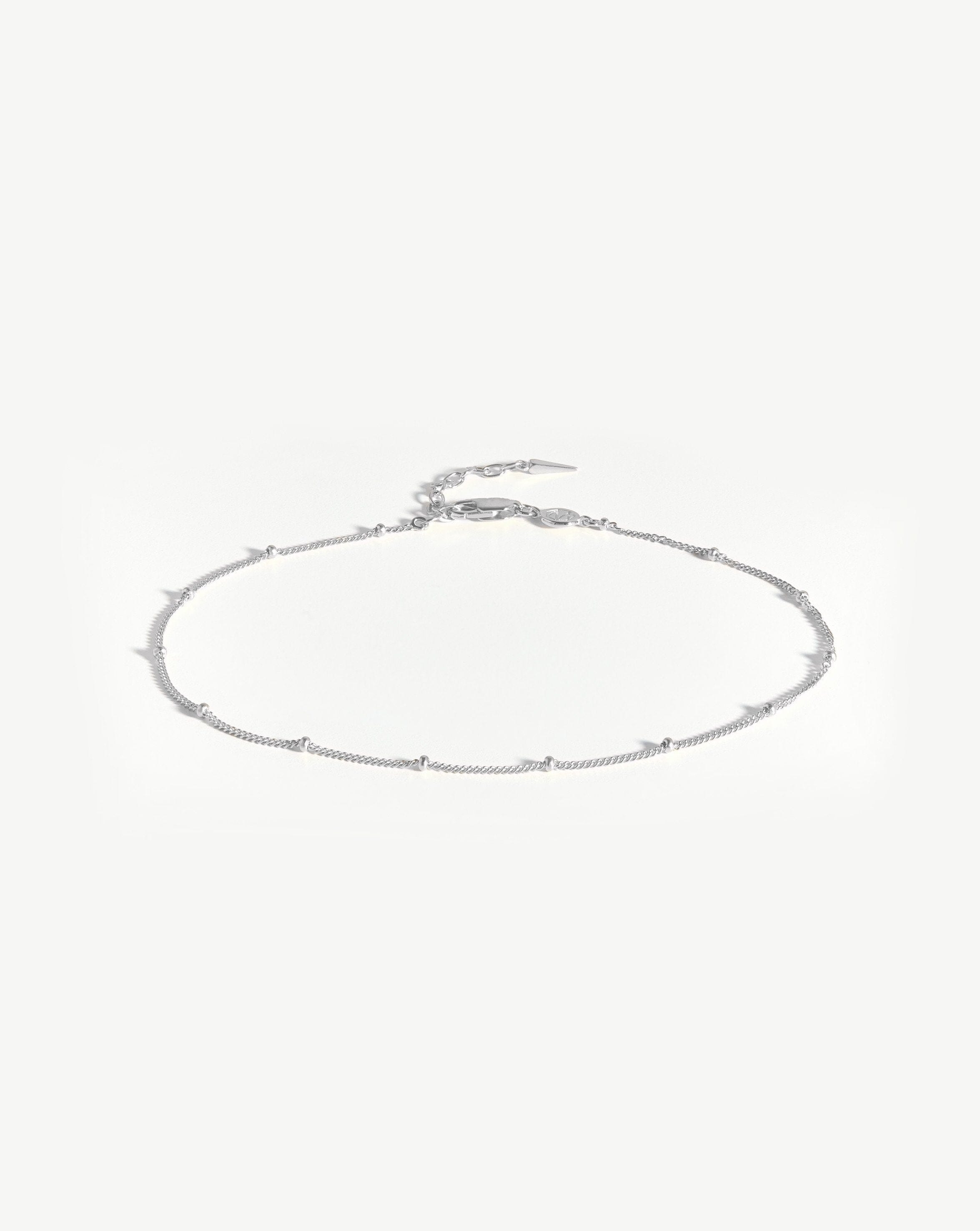 Elegant Sterling Silver Bobble Chain Anklet for Women - Dainty Adjustable Foot Jewelry for Beach, Summer & Boho Style Outfits