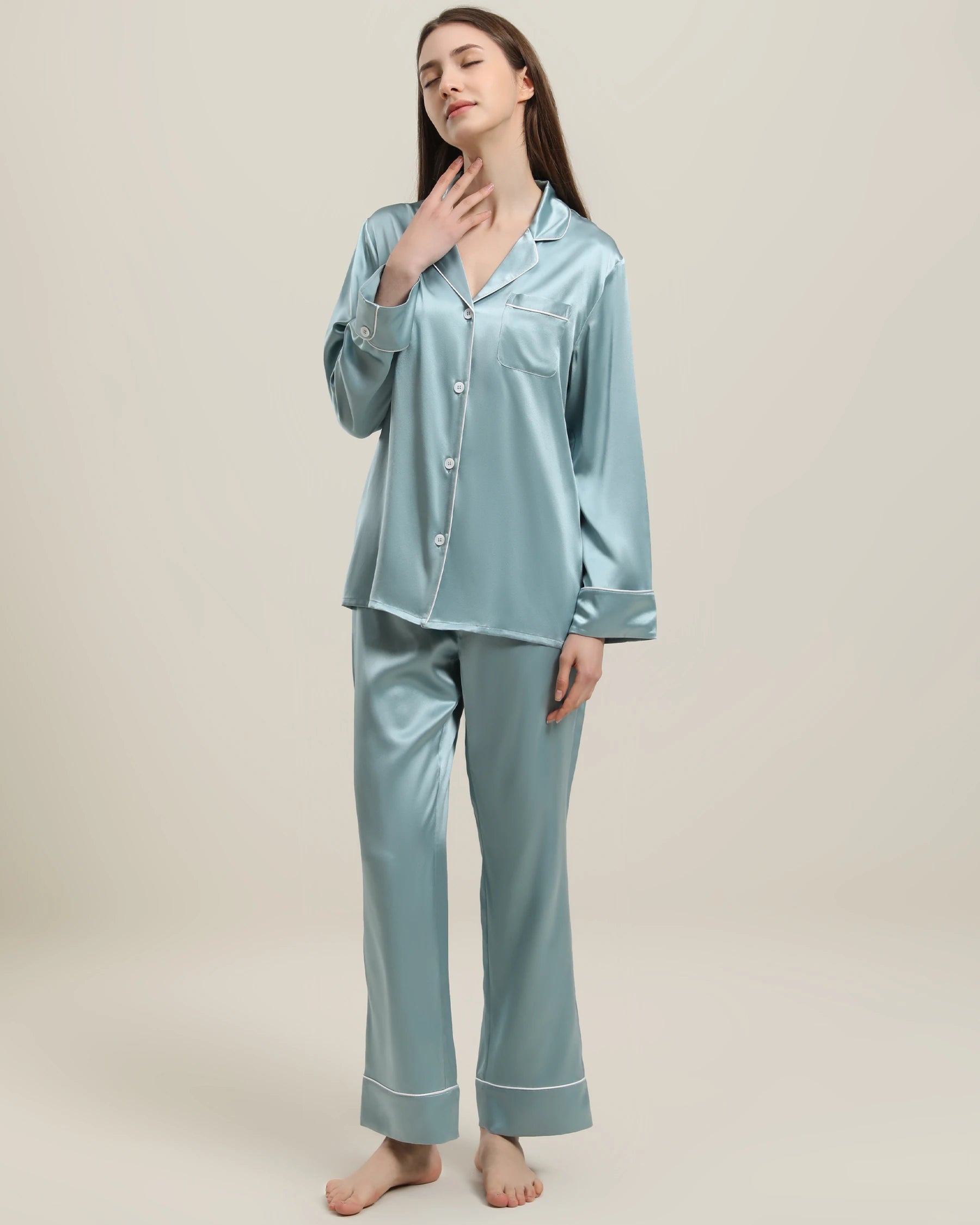 22 Momme Classic Silk Pajamas Set for Women - Luxurious 100% Mulberry Silk Sleepwear - Soft & Breathable Nightwear for Comfortable Sleep & Relaxation at Home