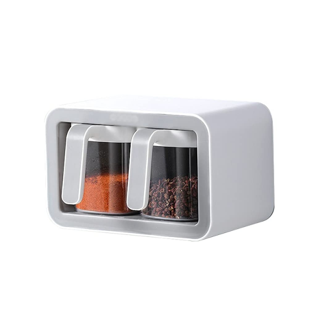 Premium Walnut Wood Wall Mount Spice Rack Set - 2 Cup Sugar Bowl & Salt Shaker with Spoons - Kitchen Organizer for Spices, Condiments & Utensils - Perfect for Small Spaces & Modern Kitchens