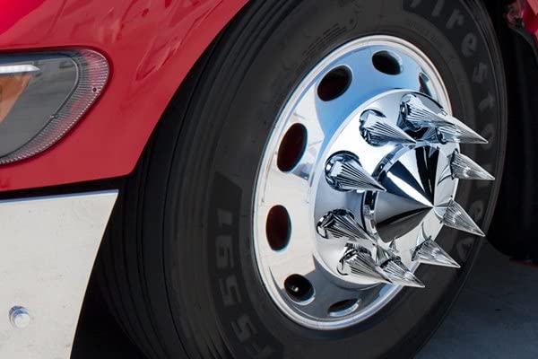 United Pacific 10583CB Chrome Plastic Razor Wheel Lug Nut Cover Set - 33mm x 4.75