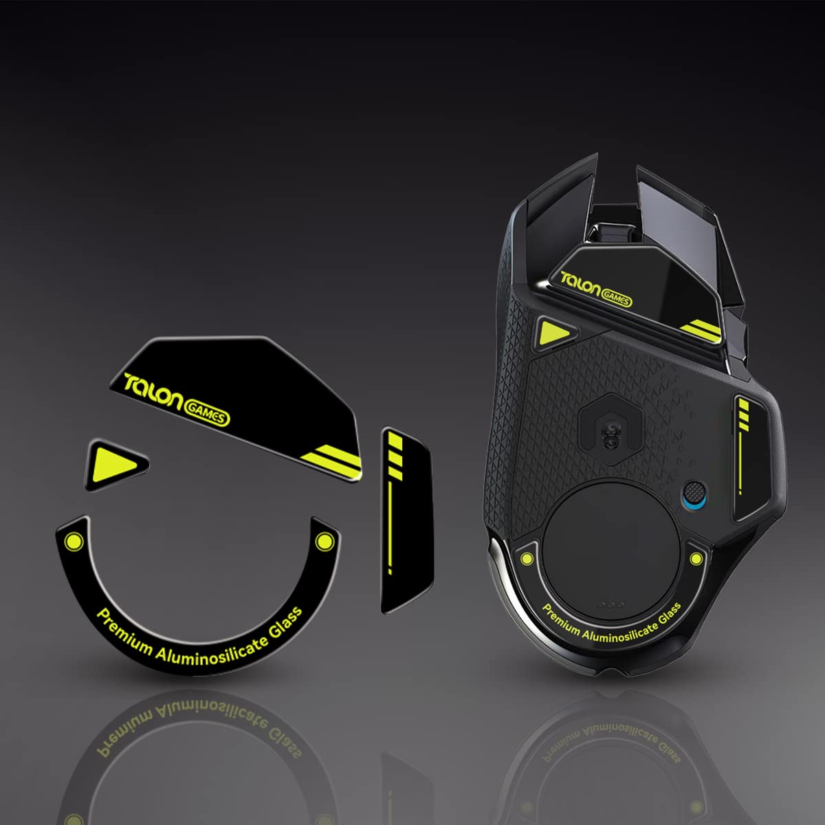 TALONGAMES Glass Mouse Feet Skates for Logitech G502 - Ultra Smooth Curved Edge Gaming Mouse Skates (Black) - Perfect for FPS, MOBA & Esports Gaming