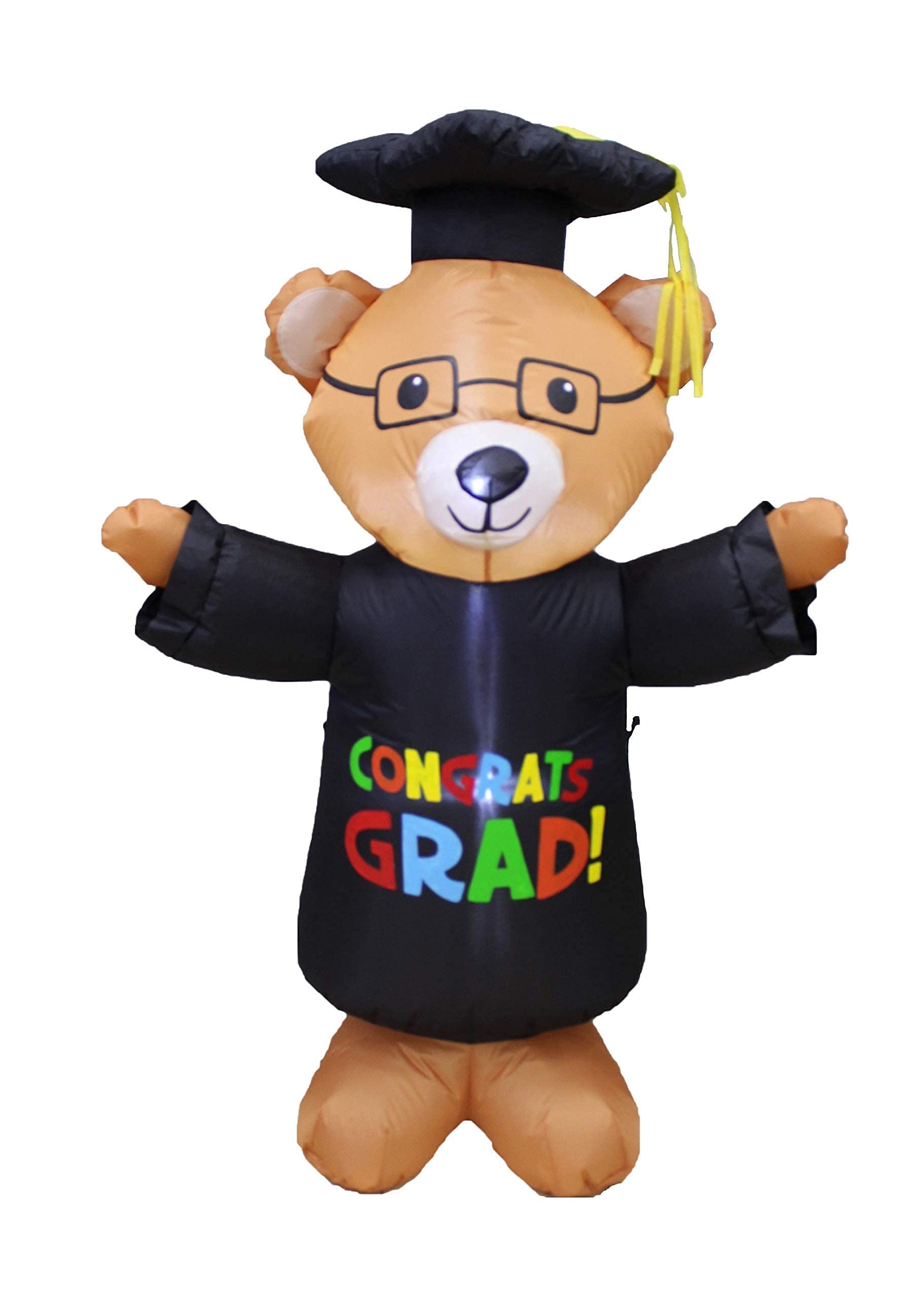 6ft Inflatable Pink Flamingo & 4ft Graduation Teddy Bear Decor Set - Perfect for Summer Parties, Graduation Celebrations, Backyard BBQ, and Poolside Events