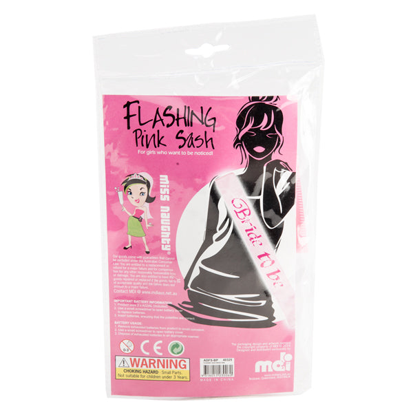 Bride to Be Pink Flashing Hen's Night Party Sash - Bachelorette Party Accessory for Wedding Showers & Girls Night Out
