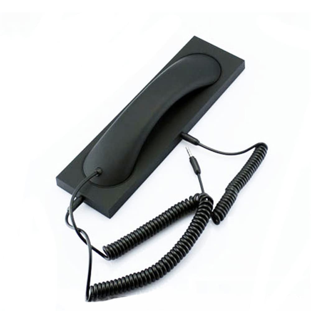 Vintage Retro Phone Handset - Universal Cell Phone Mic Receiver with External Headset for Office & Home Use - Compatible with Most Smartphones - Black (Perfect for Business Calls, Online Meetings & Themed Parties)