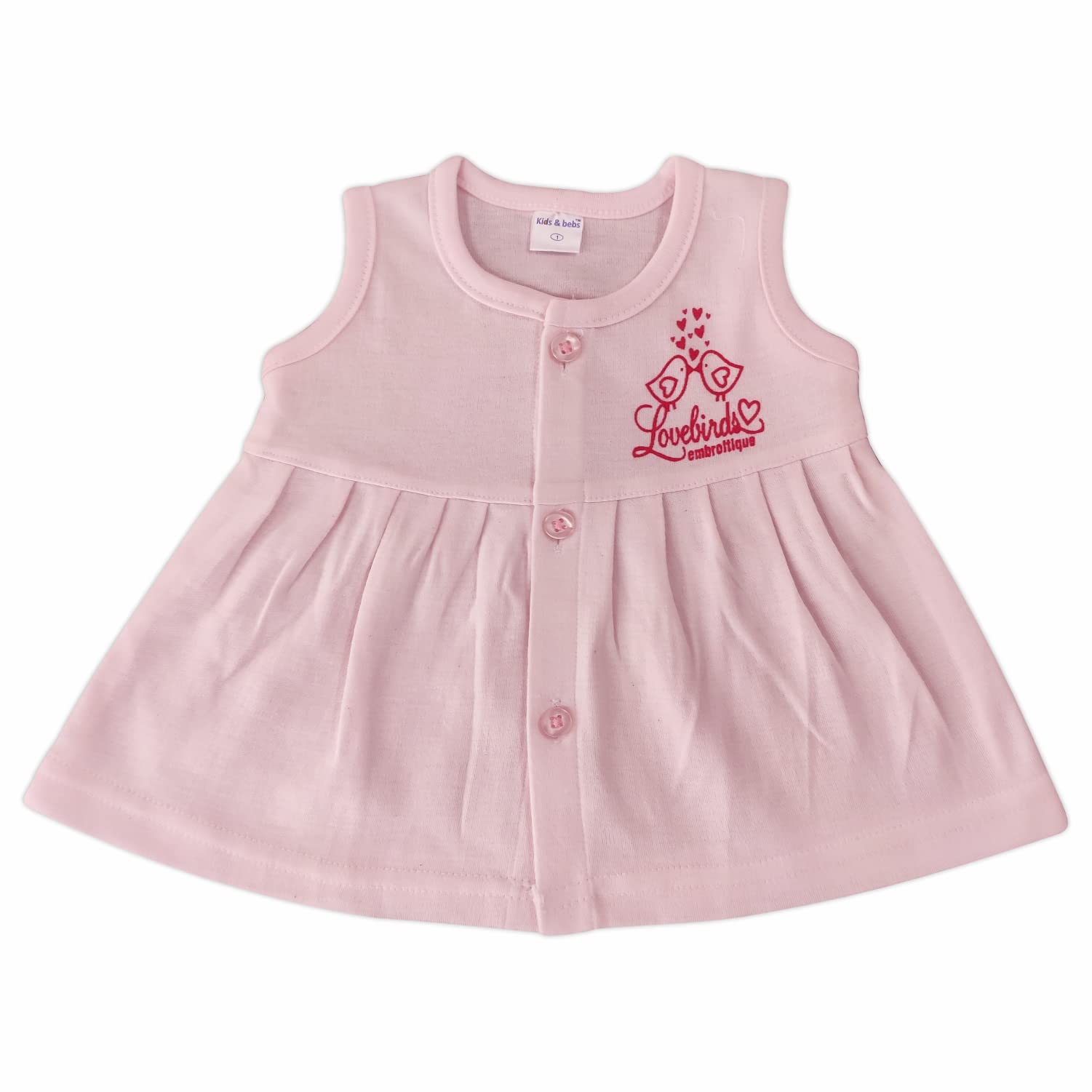 Kids Journey Sleeveless Soft 100% Cotton Baby Girl Dress - Printed Newborn Frock for 0-3 Months | Perfect for Summer Outfits, Photoshoots & Special Occasions