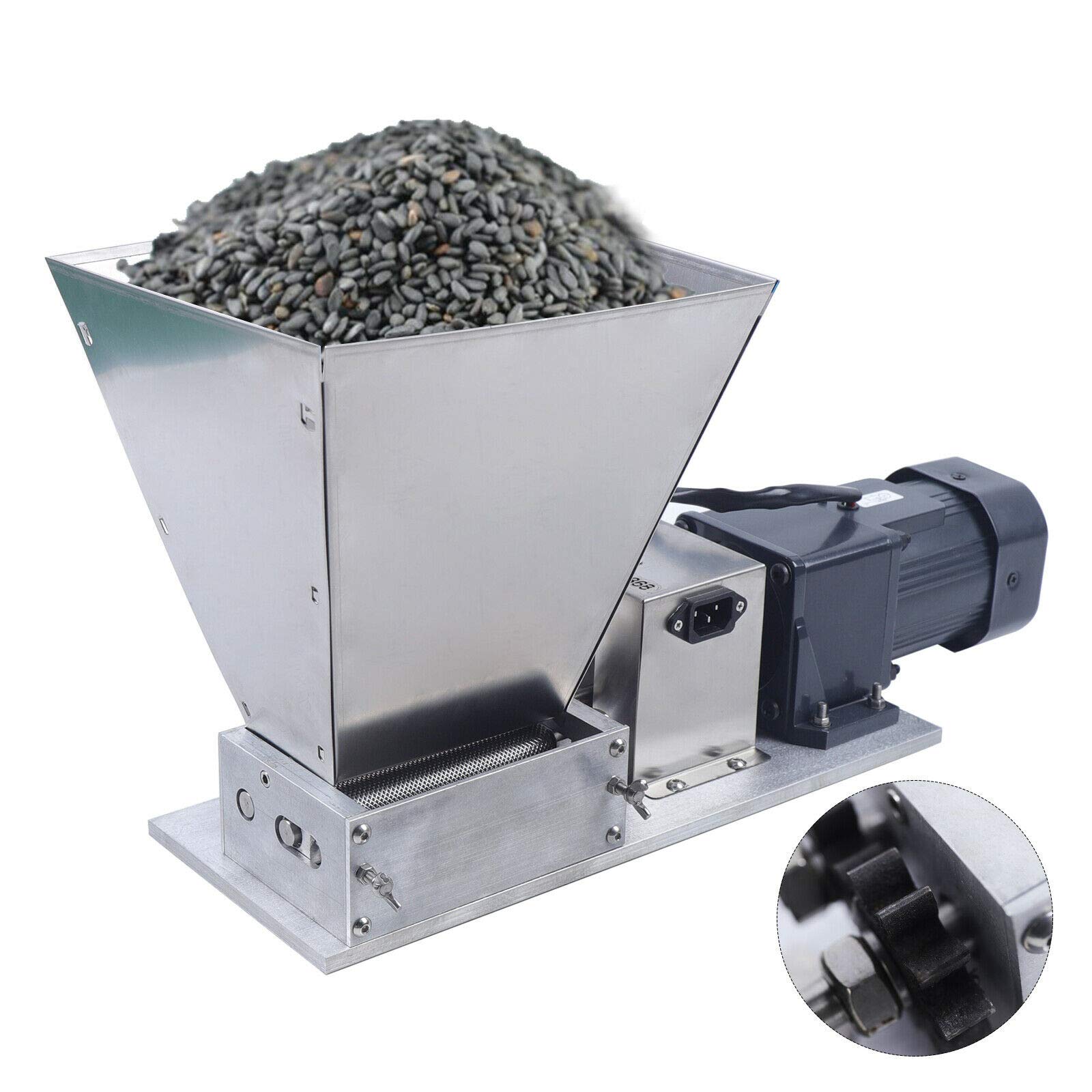 60W Electric Grain Mill Grinder - 20kg/h Stainless Steel Malt Crusher with 4L Hopper - Multi-functional for Cereal, Beans, Seasoning - Perfect for Home Brewing, Baking & Healthy Cooking