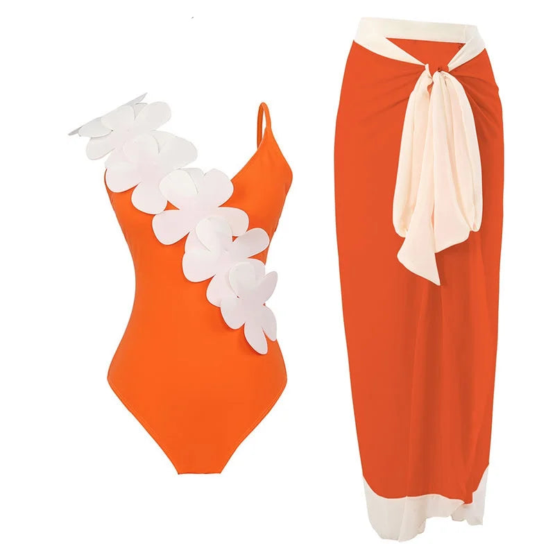 2023 Sexy Fashion One Piece Swimsuit - 3D Flower Print Women's Monokini Bathing Suit for Summer Beach Vacation, Pool Party & Tropical Getaway