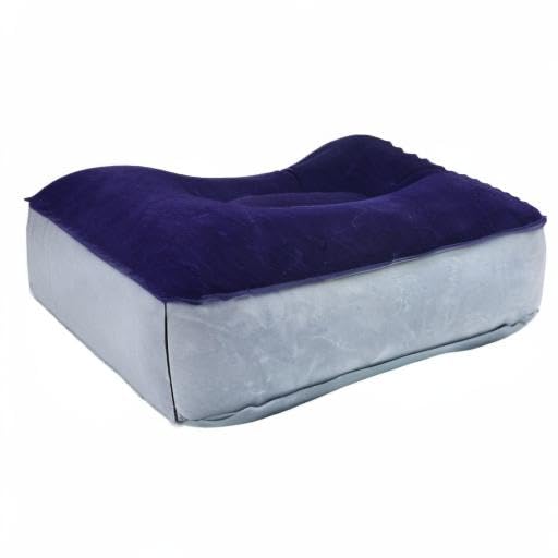 Alvinlite Inflatable Travel Foot Rest Pillow - Portable Airplane Foot Cushion for Leg Support | Lightweight PVC Flocking Foot Pad for Home, Office & Camping (Grey & Blue) | Perfect for Long Flights, Road Trips & Work Desks