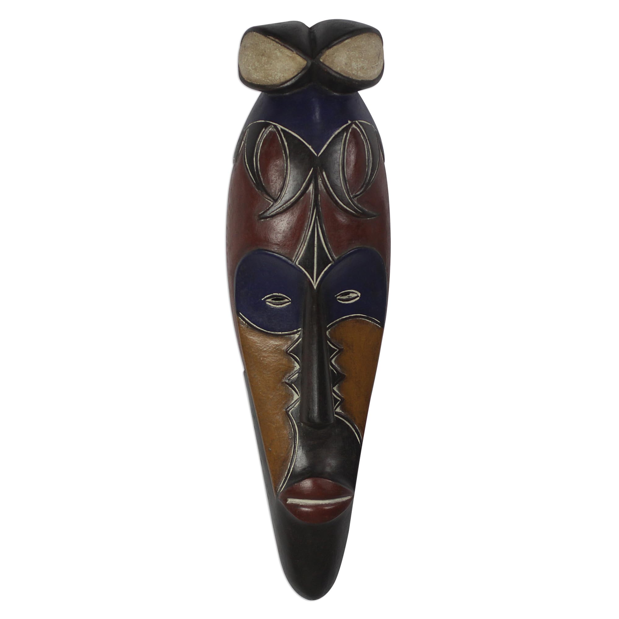 Handmade Serenity African Wood Mask - Authentic Tribal Wall Art for Home Decor & Spiritual Meditation | NOVICA