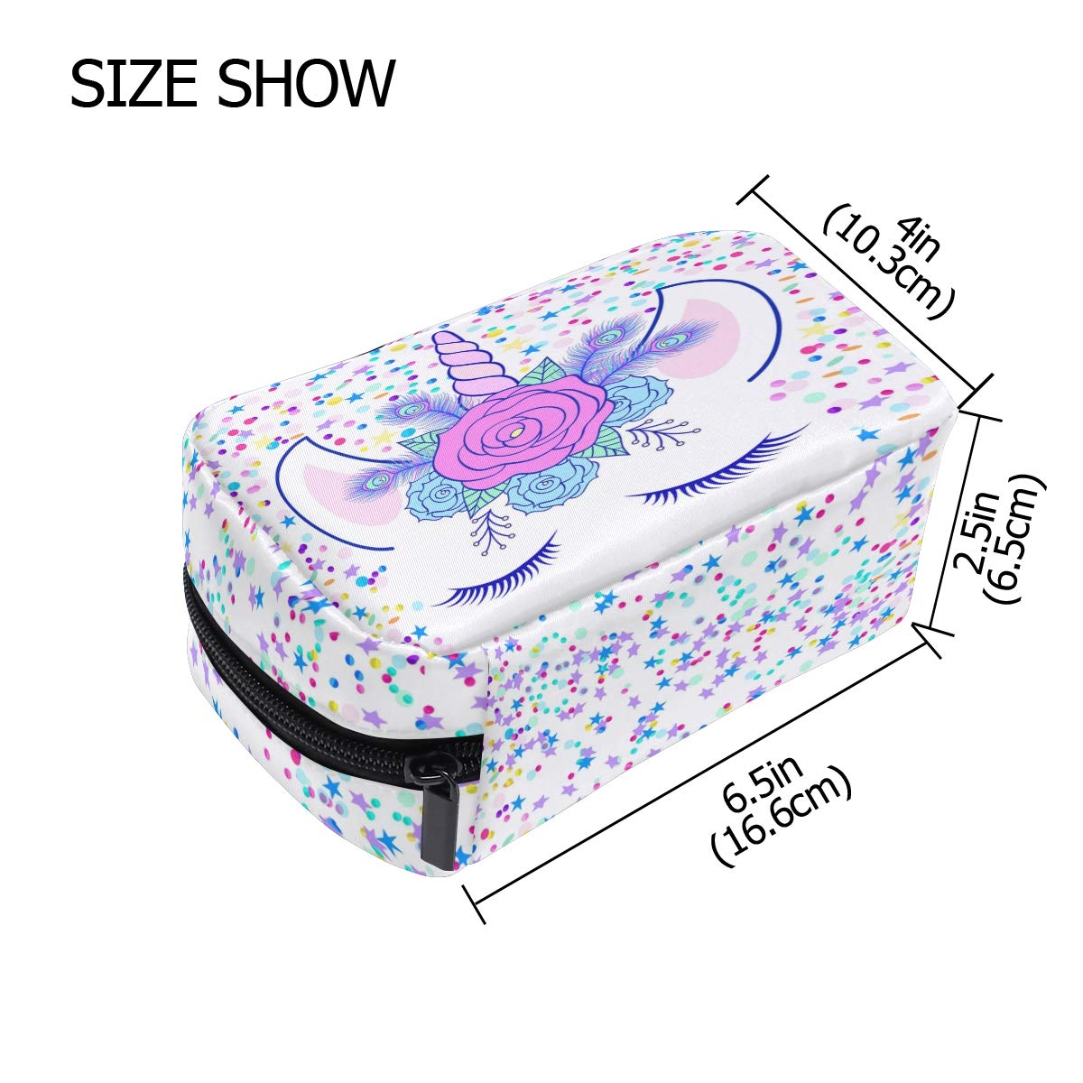 Unicorn Floral Star Mini Makeup Bag - Small Cosmetic Organizer with Zipper for Travel, Teens & Women | Perfect for Toiletries, Beauty Essentials & Daily Use