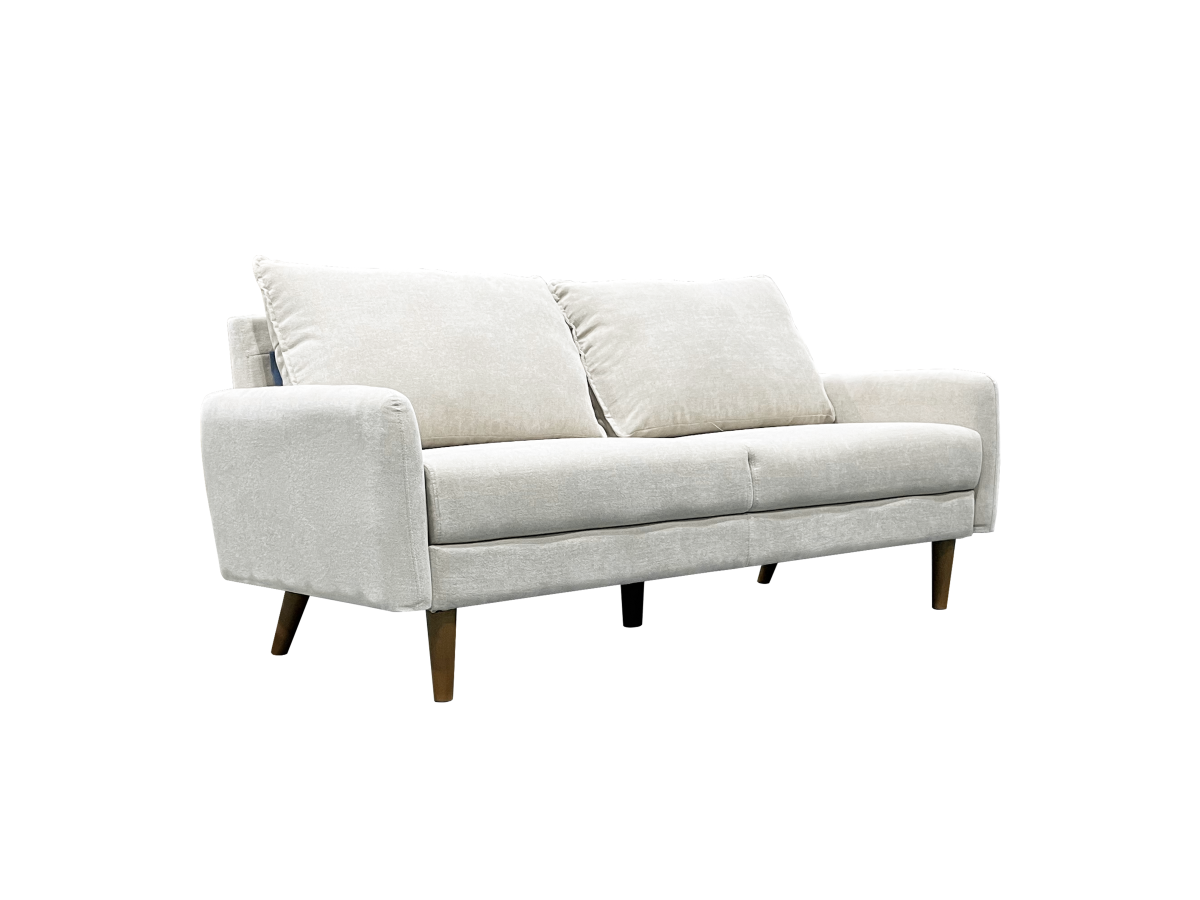 3-Seater Beige Sofa - Modern Comfortable Couch for Living Room, Lounge & Office - Soft Fabric Upholstery with Sturdy Frame