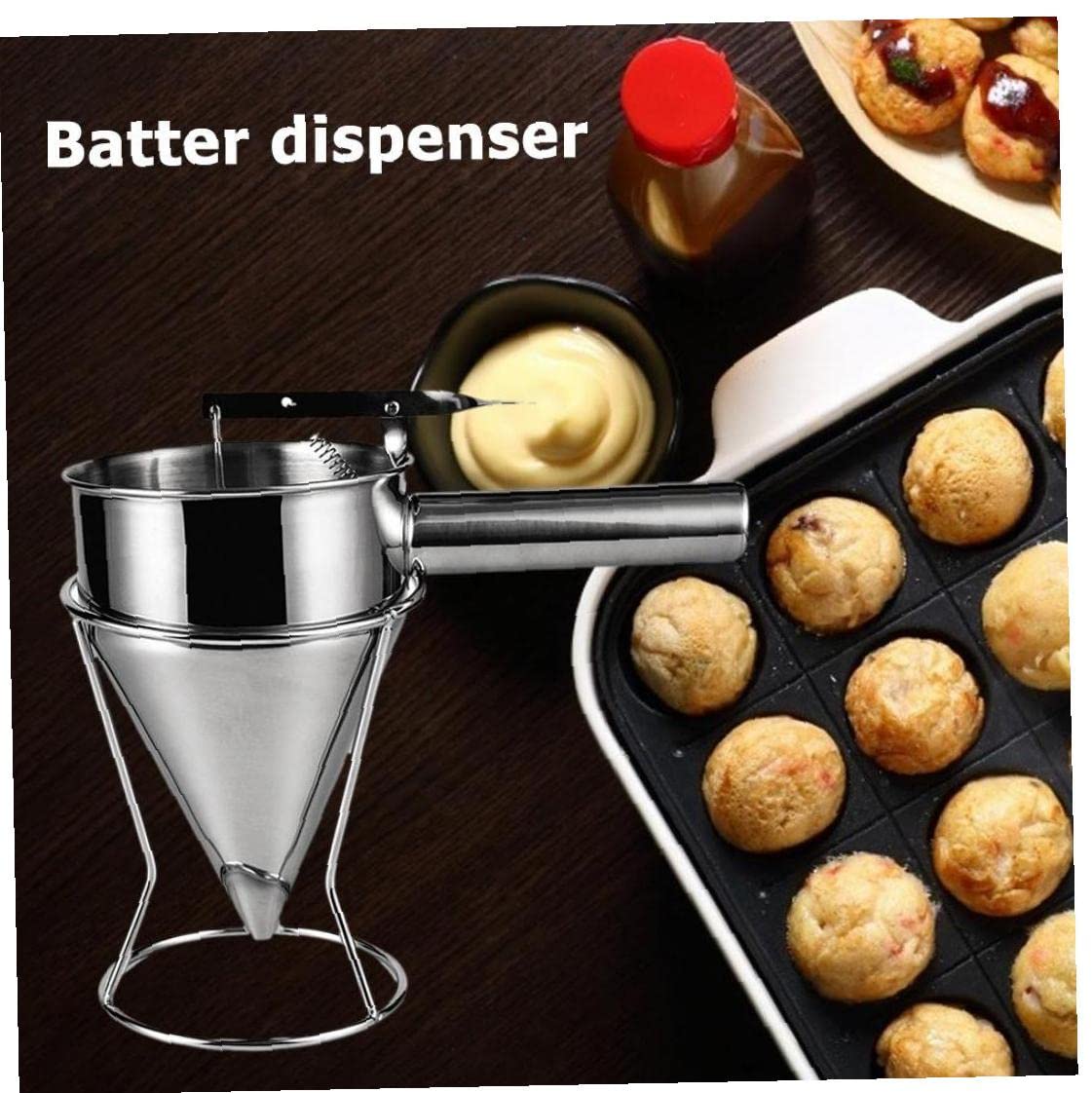 Premium Stainless Steel Piston Funnel - Perfect for Cream Dispensing, Cake Decorating & Pancake Batter Pouring - Essential Kitchen & Bakery Baking Accessories for Dessert Making, DIY Creations & Professional Use