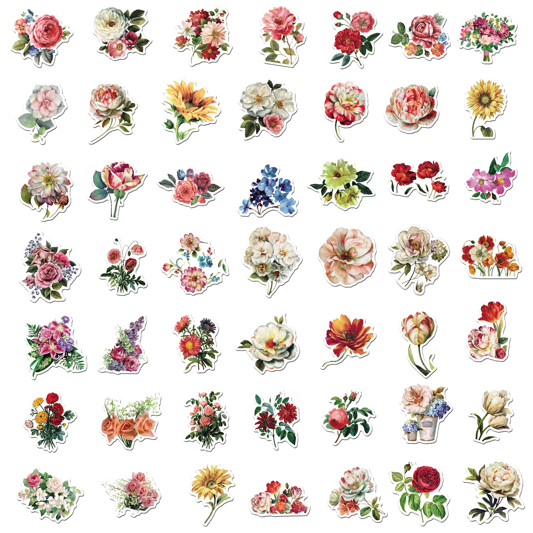 200PCS Waterproof Flower Stickers Pack - Vinyl Decals for Hydro Flask, Laptop, Phone Case - Perfect for DIY Crafts, Scrapbooking & Personalizing Water Bottles