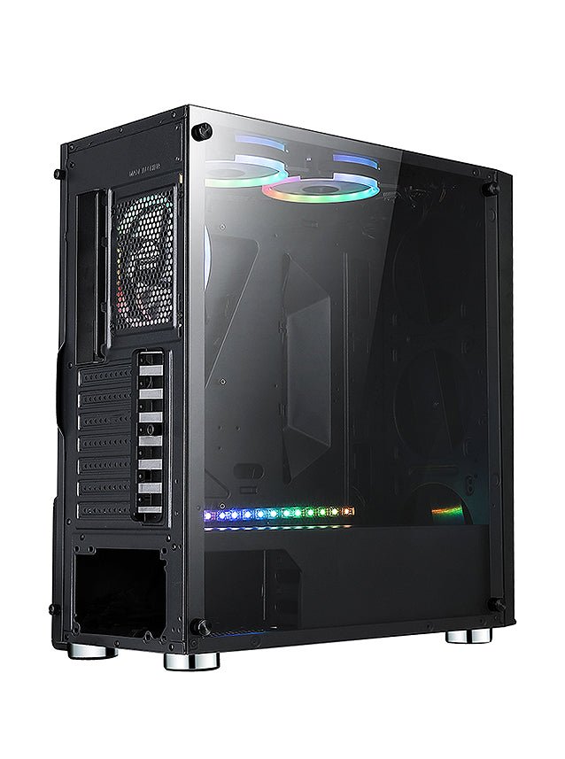 BGears Draco5907 Mid-Tower ATX Gaming PC Case - High Airflow, RGB Lighting, Tempered Glass Side Panel - Perfect for Gaming Rigs & Streaming Setups