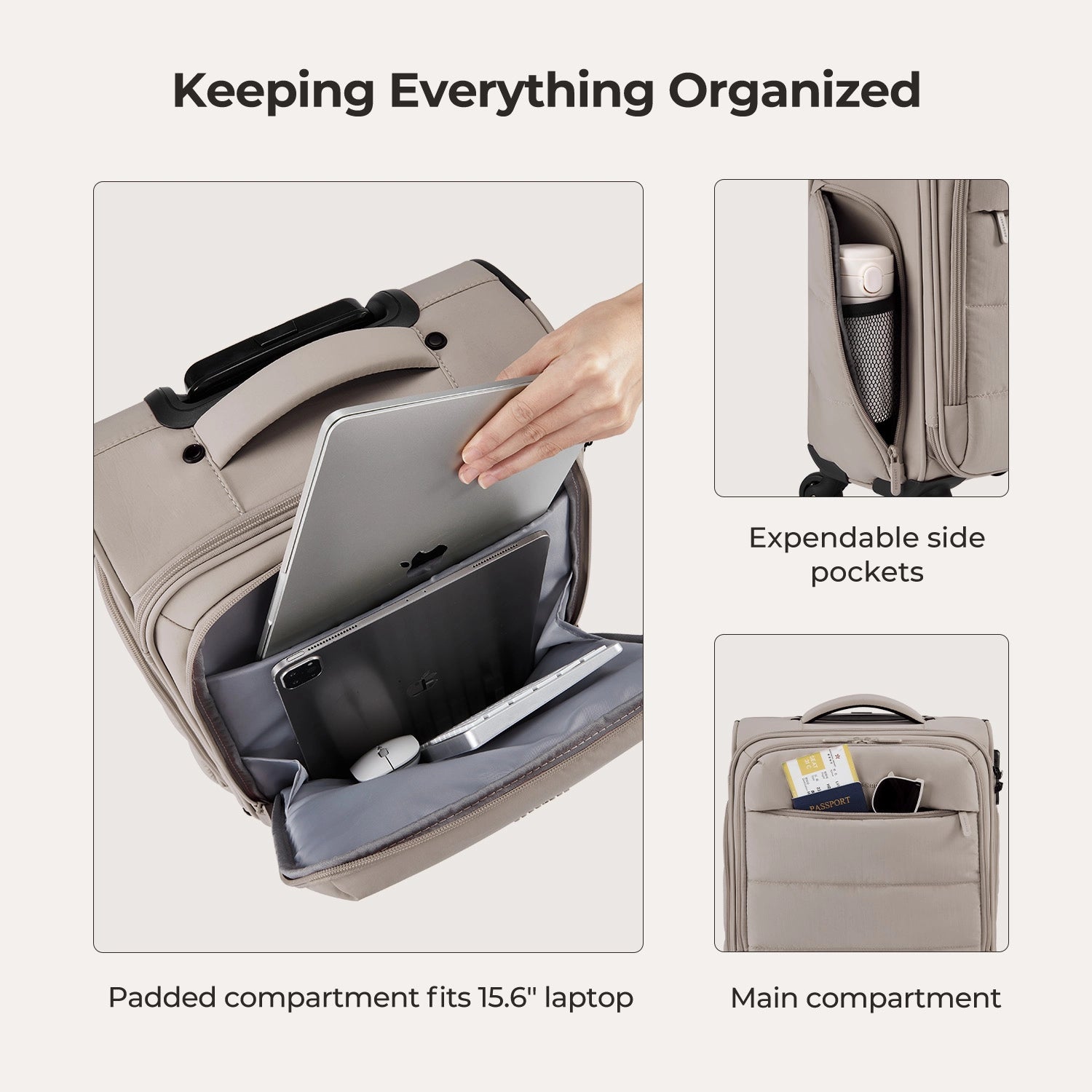 Bagsmart 16-Inch Personal Item Carry-On Luggage - Perfect for Air Travel, Weekend Getaways & Business Trips