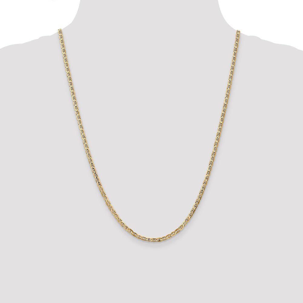 The Black Bow 10k Yellow Gold 3mm Solid Concave Anchor Chain Necklace - Perfect for Everyday Wear, Gifts, and Special Occasions
