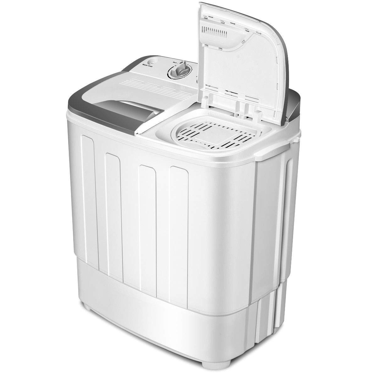 SAFEPLUS Compact Mini Twin Tub Washing Machine - 8 lbs Washer & 5 lbs Spin Dryer with Gravity Drain Pump & Hose - Perfect for Apartments, Dorms, RVs & Small Spaces - Portable Laundry Solution for Clothes, Bedding & Delicates