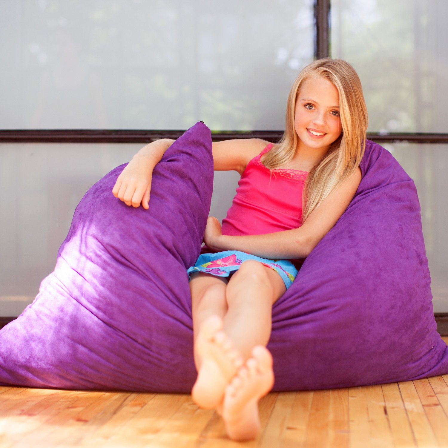 Jaxx 3.5 ft Kids Pillow Saxx Bean Bag Chair - Grape Purple, Soft Plush Filling, Durable Cover for Playroom, Bedroom, or Lounge Area - Perfect for Reading, Gaming, and Relaxing