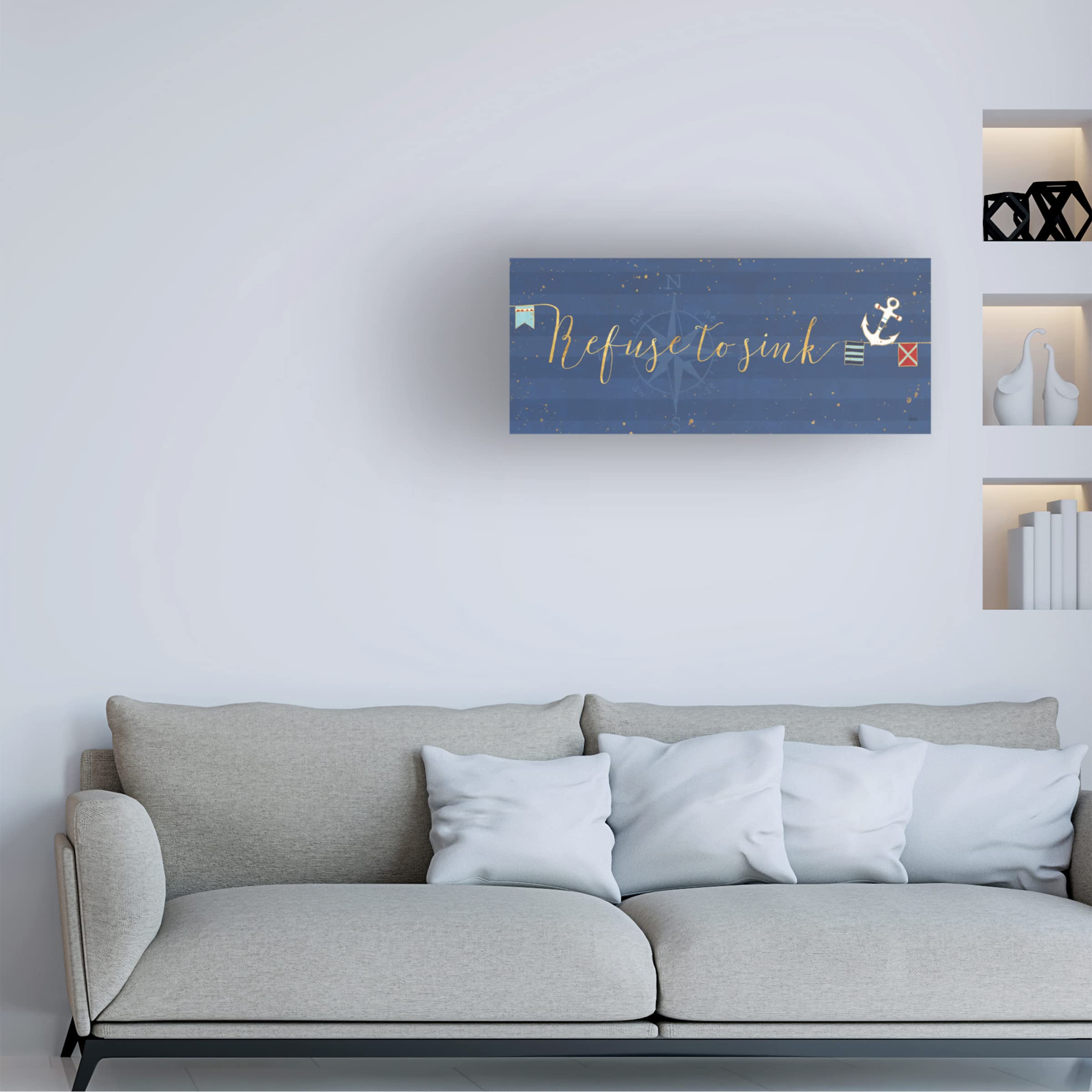 Trademark Fine Art 'Underlined Nautical VIII' Canvas Wall Art by Veronique Charron - Coastal Beach House Decor, Living Room & Office Wall Decor
