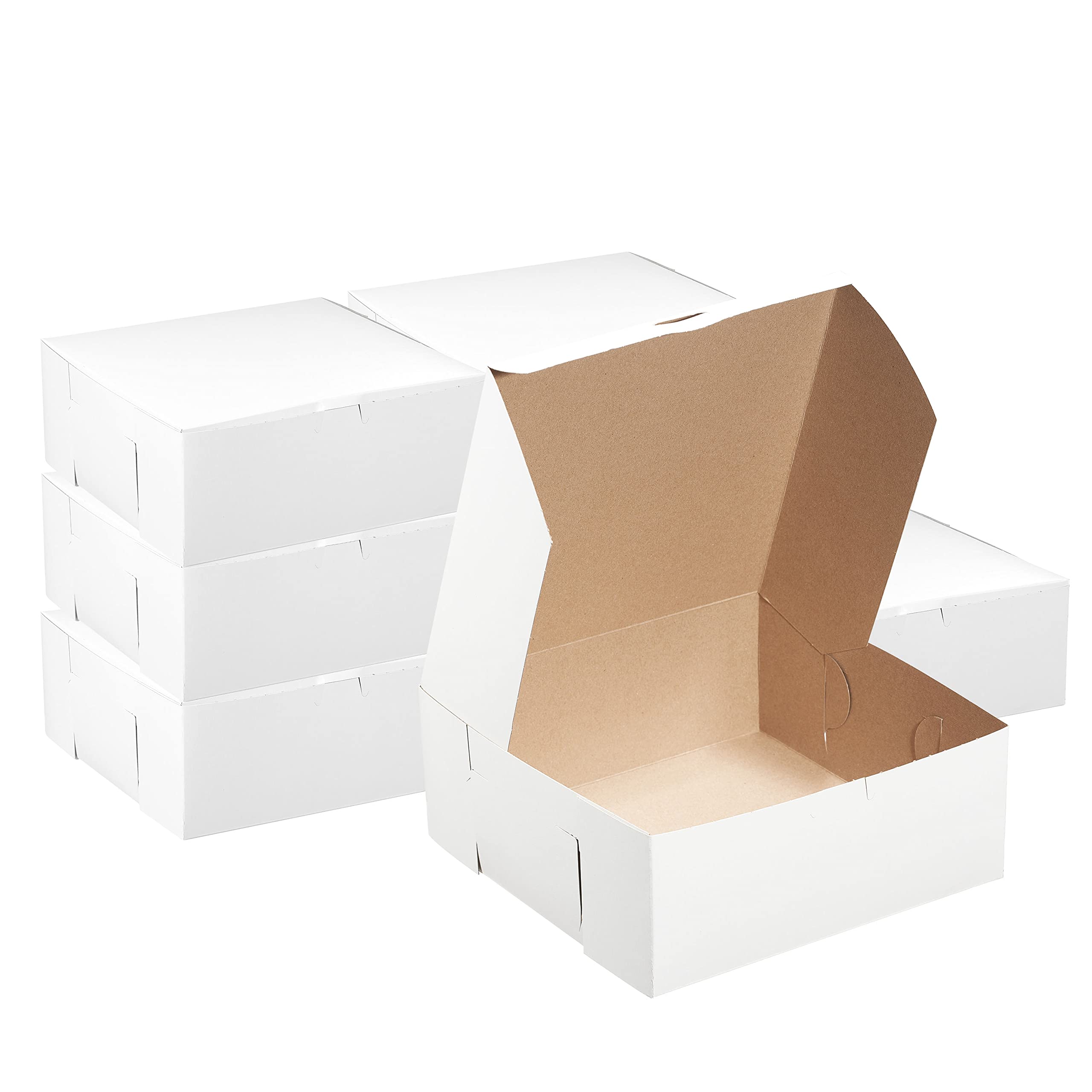 Eco-Friendly White Kraft Bakery Pastry Boxes 10x10x4 Inches - Recyclable Paperboard Gift Packaging for Cookies, Cakes, Pies - Perfect for Home Bakeries, Retail Stores, Baby Showers & Party Favors (100 Pack)