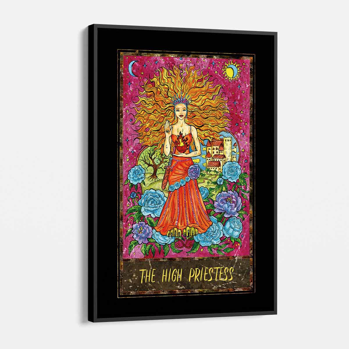 Multi-Color High Priestess Wall Art Canvas Print - Spiritual Home Decor for Meditation Room, Yoga Studio & Sacred Space