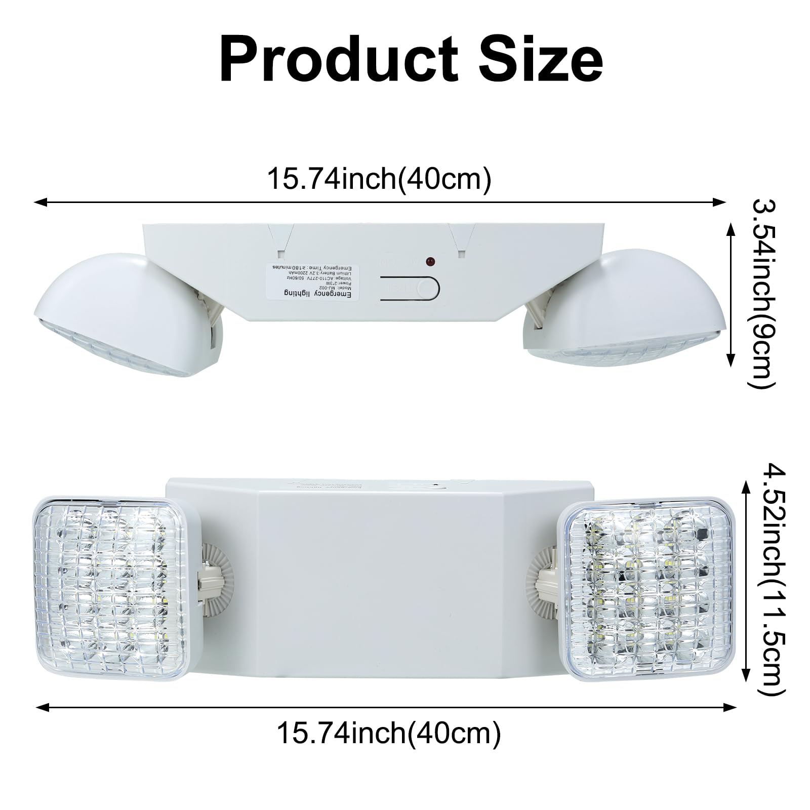 Commercial LED Emergency Lights with Battery Backup - 2 Head Indoor Fixture, AC120-277V Hardwired (6 Pack) - Perfect for Warehouses, Offices & Emergency Exits