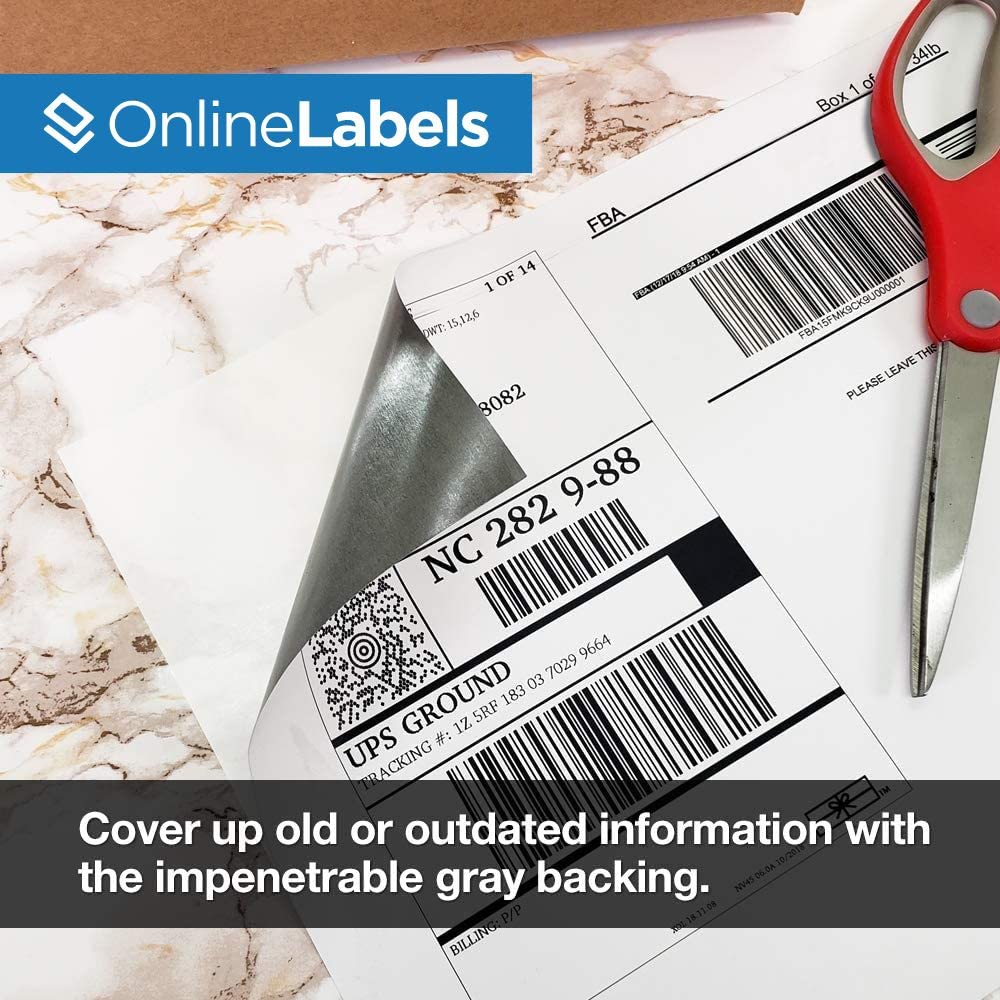 8.5 x 11 Full Sheet Blockout Labels for Laser Printers - 250 Pack with Vertical Back Slit for Easy Peeling - Perfect for Mailing, Shipping & Organizing - OnlineLabels