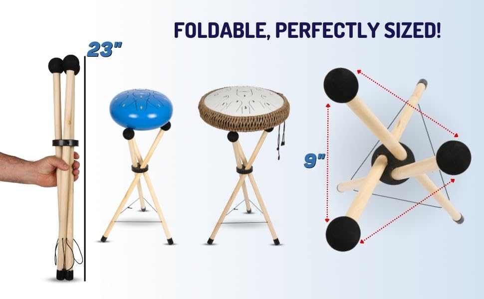 Premium Solid Beech Wood Handpan Drum Set with Steel Tongue Drum & Wooden Sticks - Complete Percussion Kit for Beginners & Professionals - Perfect for Meditation, Music Therapy & Live Performances