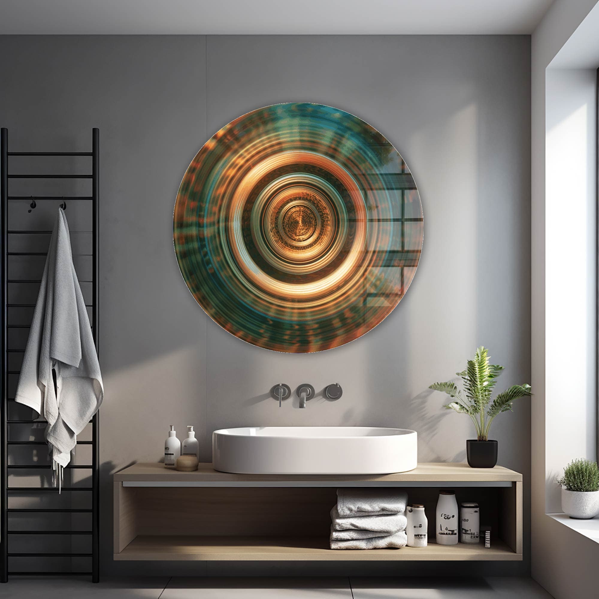 Enigma Rounded Glass Wall Art - Modern Abstract Home Decor for Living Room, Bedroom & Office - Perfect for Gifts & Interior Design
