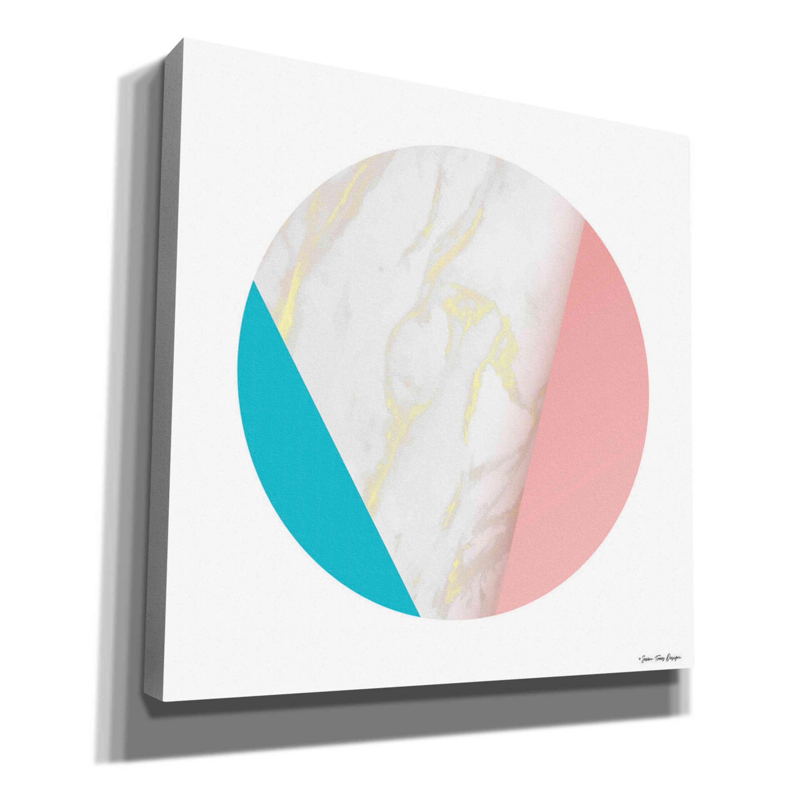 Epic Graffiti 'Pink Marble Circle III' by Seven Trees Design - 26x26 Inch Modern Canvas Wall Art for Living Room, Bedroom & Office Decor