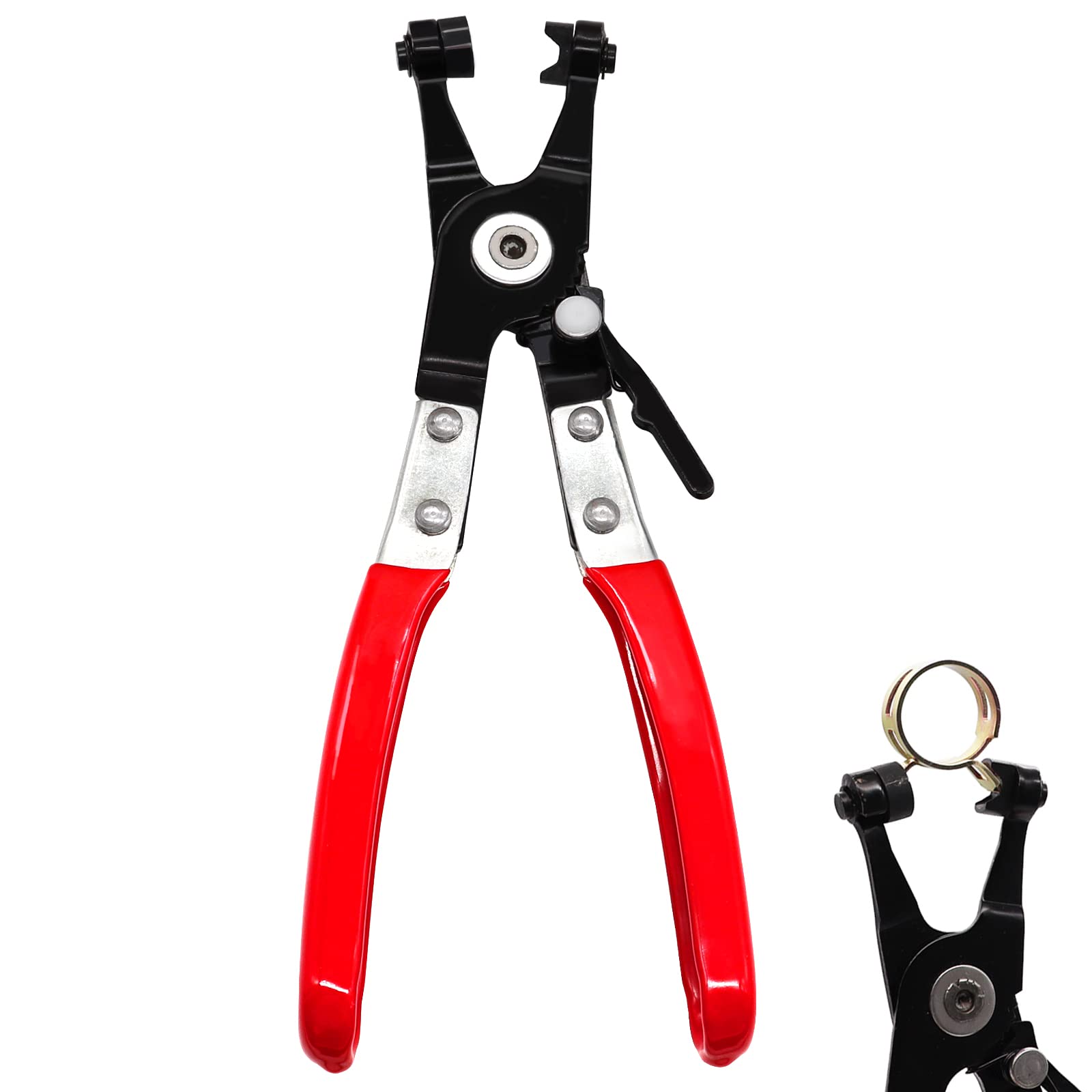 Tnisesm Hose Clamp Pliers - Professional Swivel Flat Band Repair Tool for Easy Removal & Installation of Ring-Type/Flat-Band Hose Clamps - Perfect for Automotive, Plumbing & HVAC Repairs