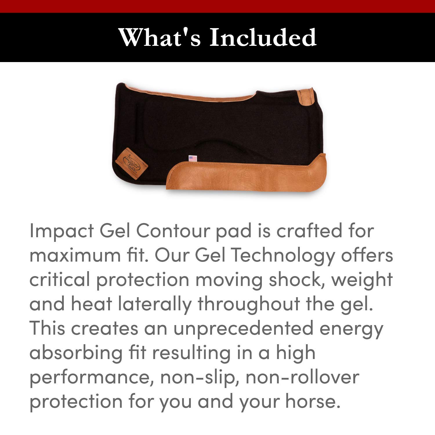 Impact Gel Contour Felt Saddle Pad - Shock Absorbing Horse Riding Pad for Equestrian Sports & Trail Riding - Comfortable & Durable for English & Western Saddles