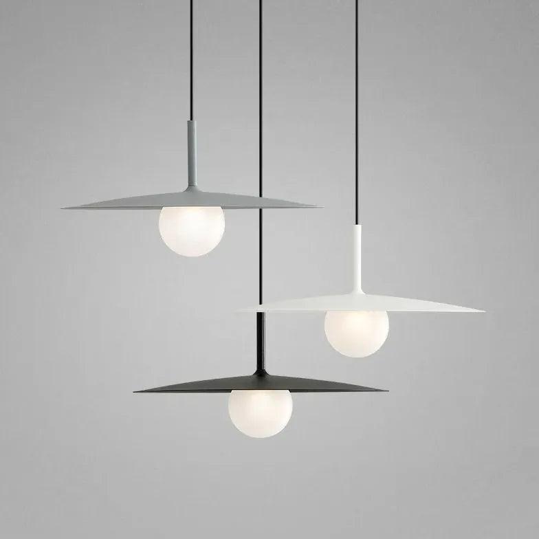 Modern Black Disc Pendant Light - Minimalist Dining Room Ceiling Fixture for Kitchen, Breakfast Nook & Contemporary Interior Design