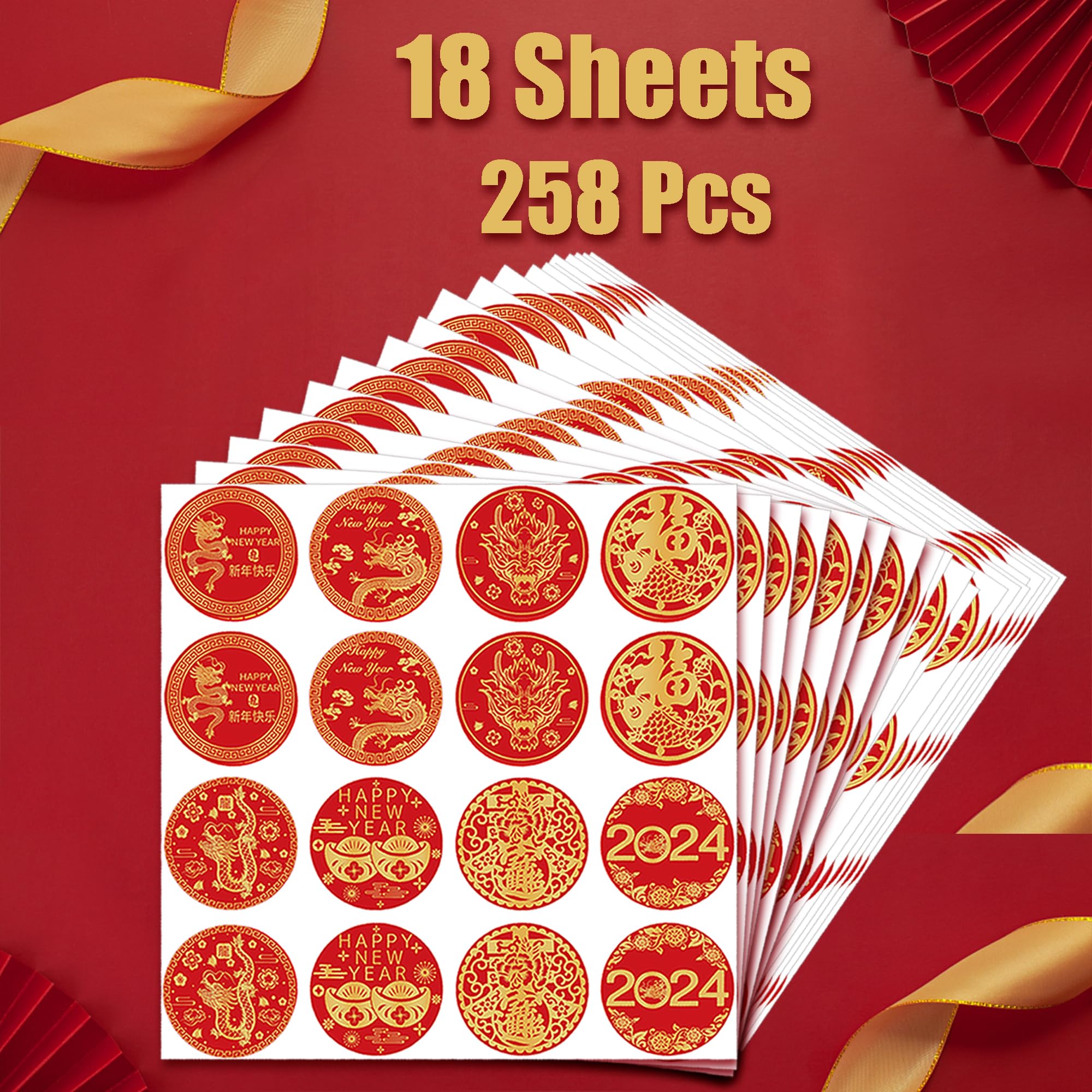 ELLZK Chinese New Year Candy Stickers - 2025 Year of The Snake Round Chocolate Candy Labels for Lunar New Year Decorations & Party Favors | Perfect for Festive Treats, Gift Wrapping, and Holiday Celebrations