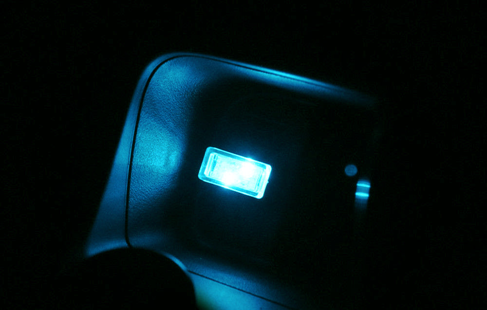 Aqua Ice Blue USB Plug-In Miniature LED Car Interior Ambient Lighting Kit - Enhance Your Vehicle's Atmosphere with Customizable Mood Lighting for Night Driving & Interior Decor