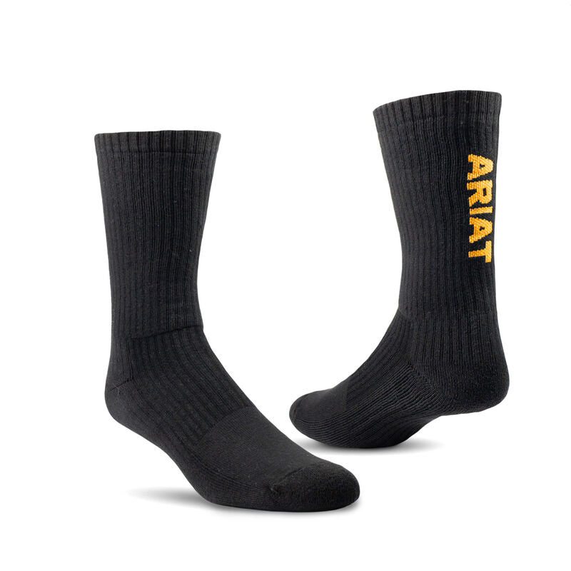 Ariat Work Premium Ringspun Cotton Crew Socks 3-Pack - Durable & Comfortable for Work Boots, Hiking & Outdoor Activities