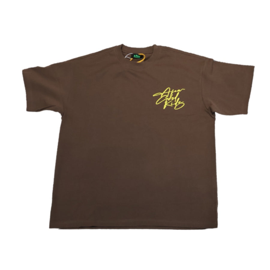 A Few Good Kids Cursive Lettering Logo Brown Yellow T-Shirt - Soft Cotton Tee for Boys & Girls, Casual Everyday Wear for School & Play