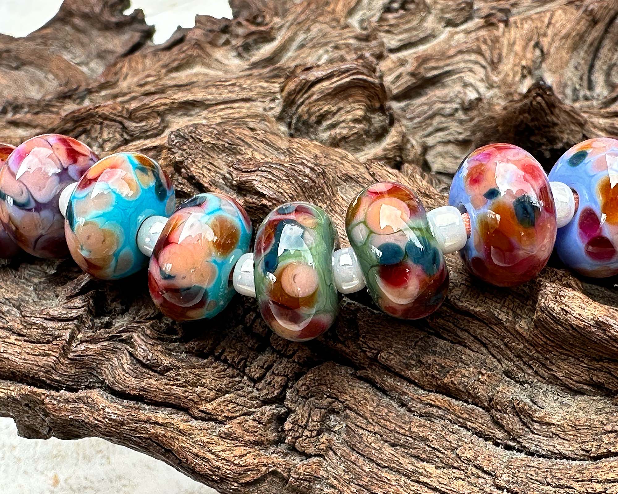 10mm Multicolor Lampwork Glass Mosaic Charm Beads Set for Jewelry Making, DIY Crafts, Bracelets & Necklaces - SRA Certified
