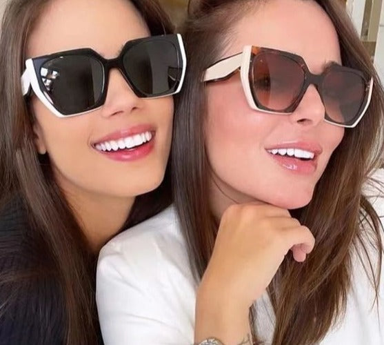 Prada PR15WSF Oversized Sunglasses - Black & White Frame with UV Protection | Luxury Fashion Sunglasses for Women & Men | Perfect for Beach, Driving & Outdoor Activities