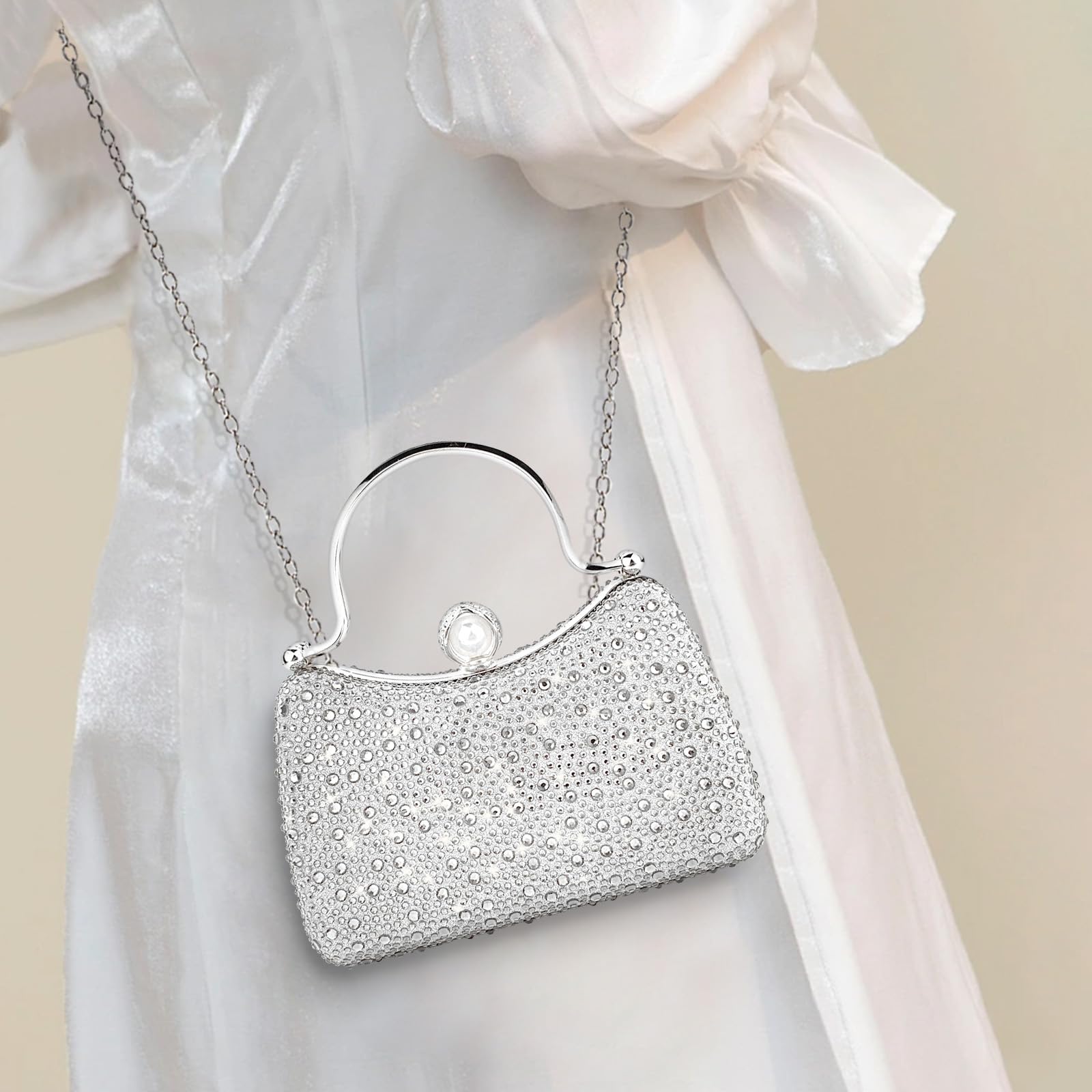 Elegant Rhinestone Evening Clutch Bag for Women - Sparkling Crystal Party Wedding Purse with Chain - Perfect for Formal Events, Prom & Special Occasions
