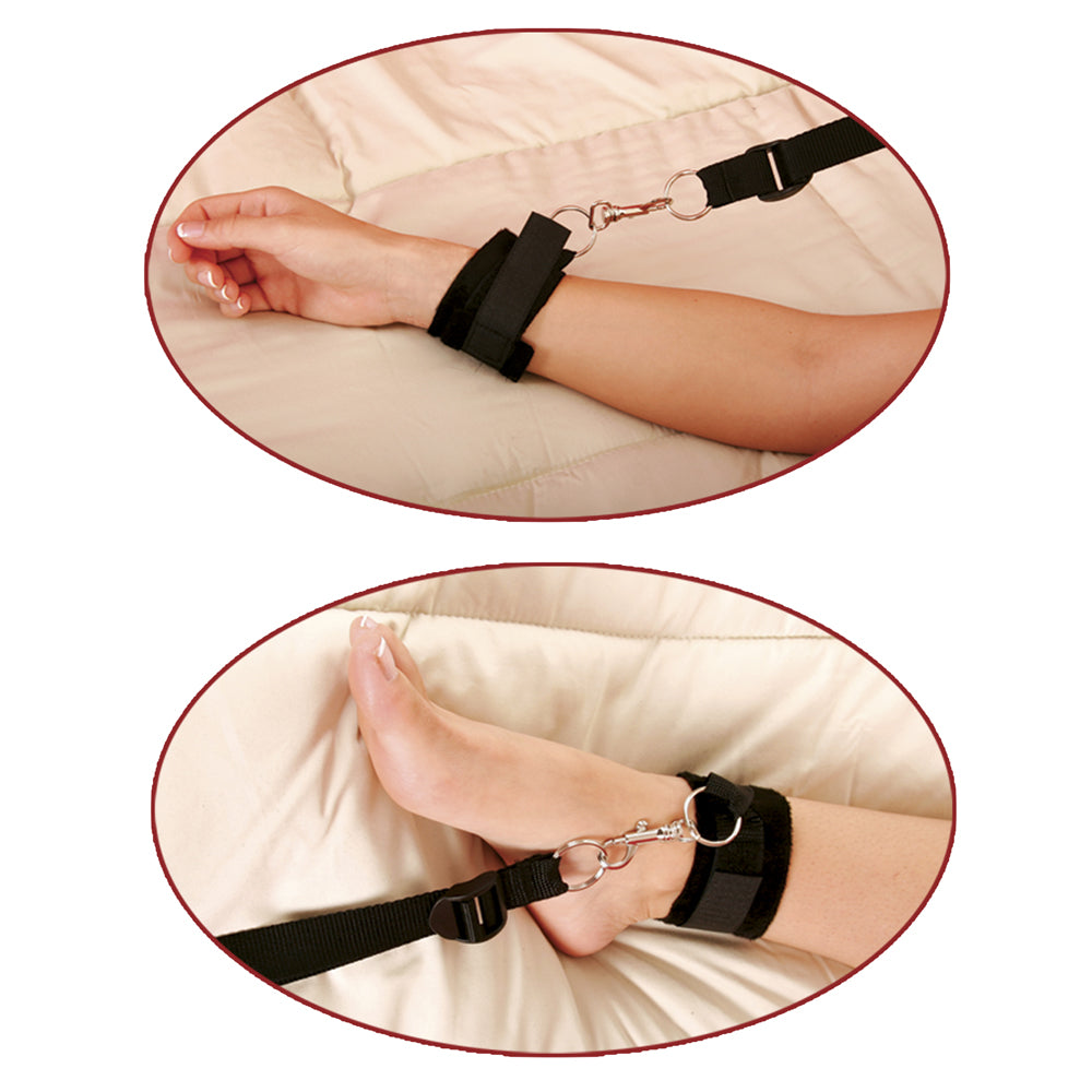 Fetish Fantasy Series BDSM Bed Restraints Kit - Soft Adjustable Bondage Cuffs for Adults, Perfect for Bedroom Play, Couples Bondage, and Sensual Exploration