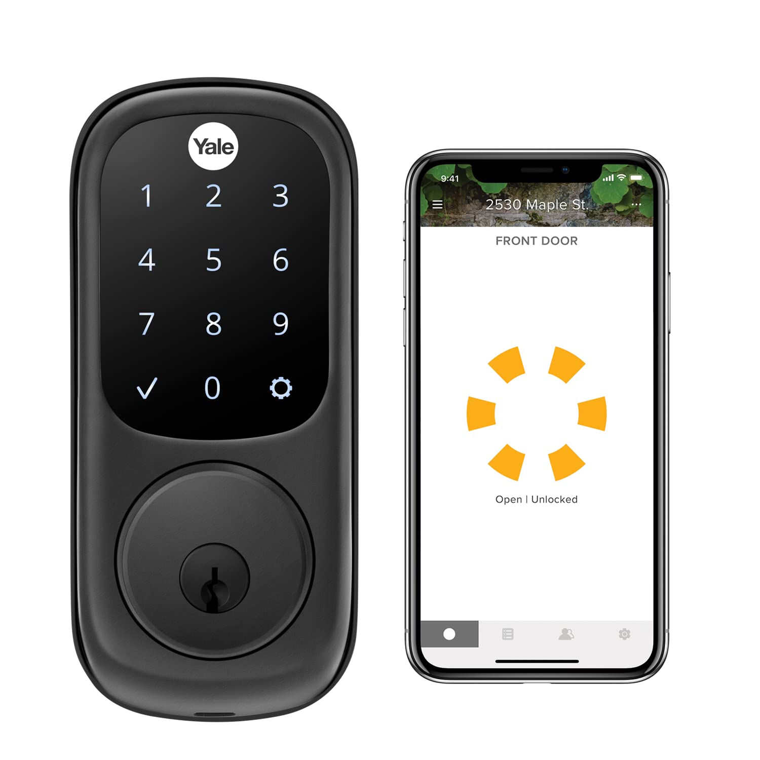 Yale Assure Lock - Smart Wi-Fi Deadbolt with Touchscreen Keypad & Backup Key, Black Suede Finish for Front/Back Door Security | Home Automation & Smart Home Access Control