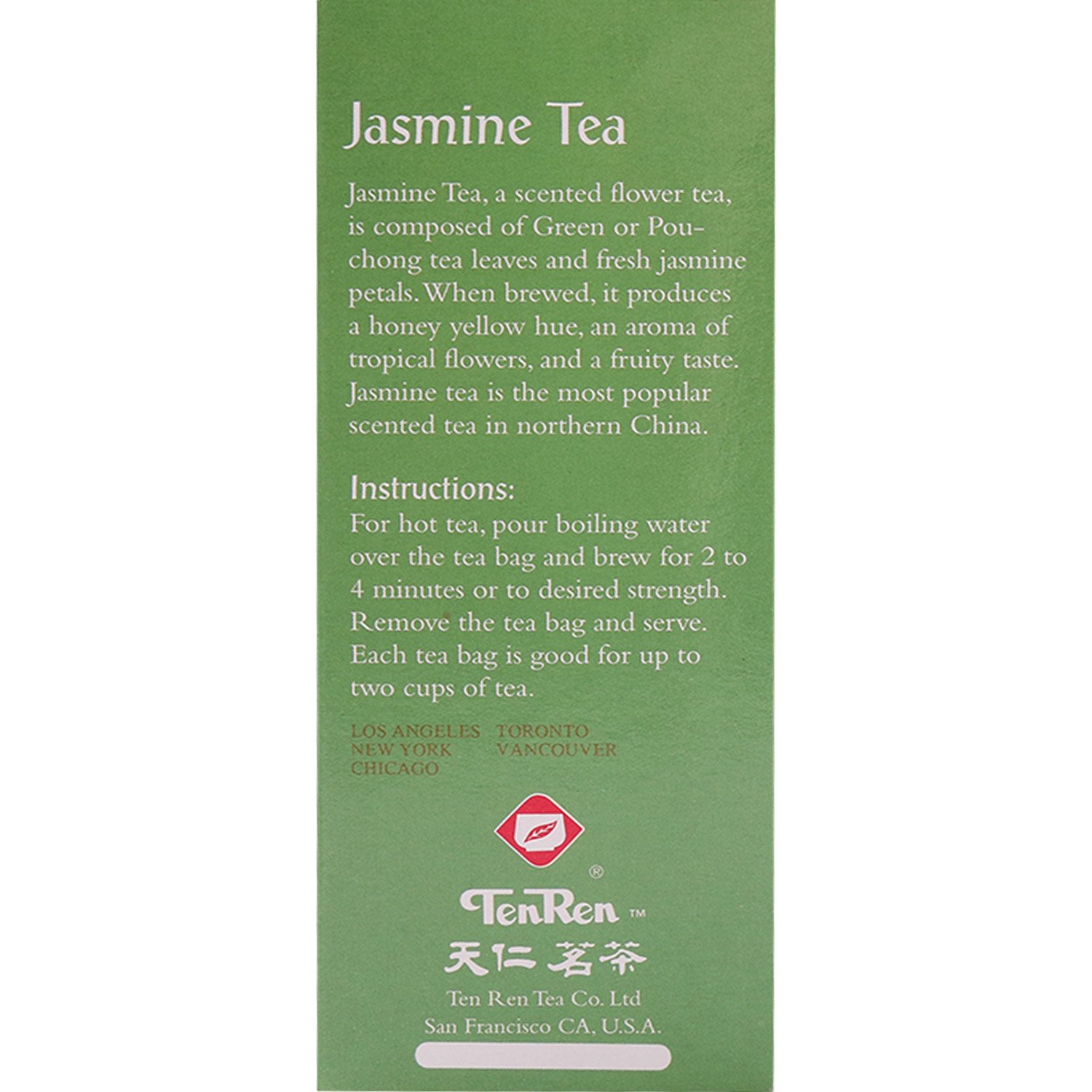 Premium Ten Ren Jasmine Tea Bags - 50 Count | Authentic Taiwanese Loose Leaf Tea | Floral Aroma & Relaxing Flavor | Perfect for Afternoon Tea, Office Break or Gift Giving